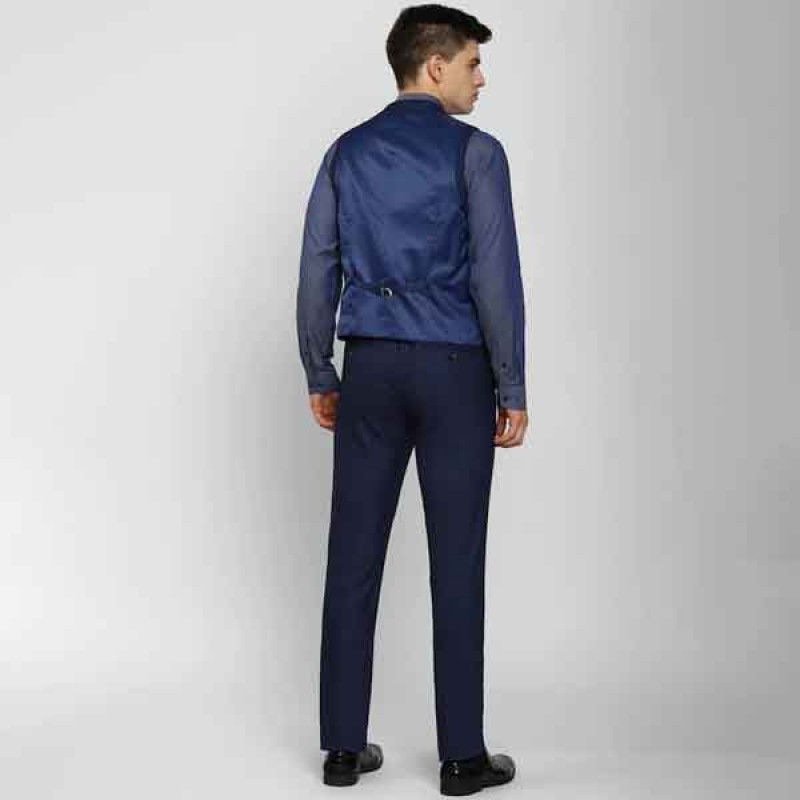 Men Navy Blue Solid Single-Breasted 3-Piece Slim-Fit Formal Suits