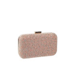 Pink & Gold-Toned Embellished Purse Clutch